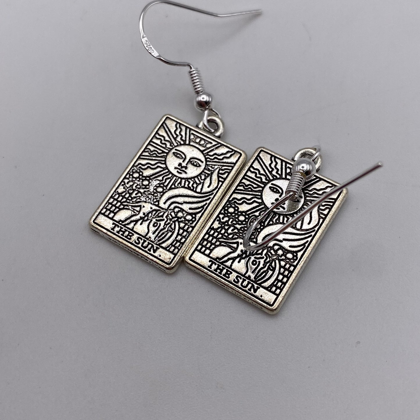 Silver Image Tarot Card Earrings