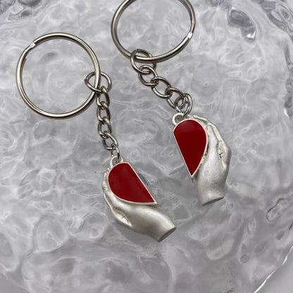 Hands Holding Heart Matching Magnetic Keyrings