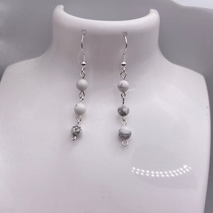 Dangly Round Howlite Crystal Earrings