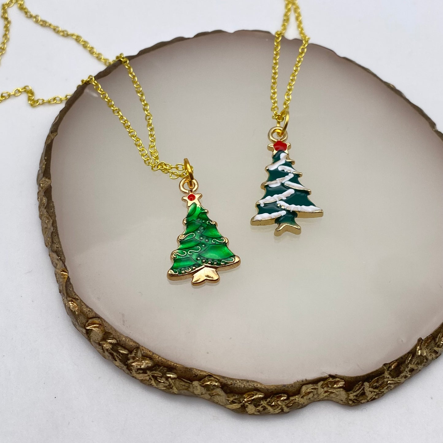 Green Christmas Tree Necklace