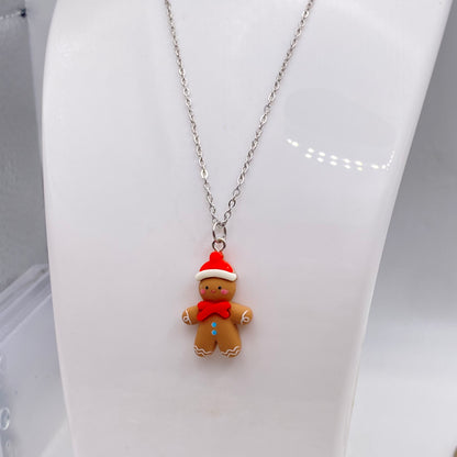 Santa Gingerbread Man Necklace