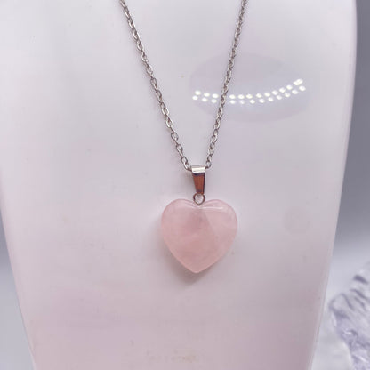 Rose Quartz Pendant Heart Necklace