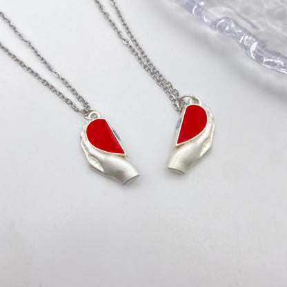 Holding Heart Matching Magnetic Necklaces