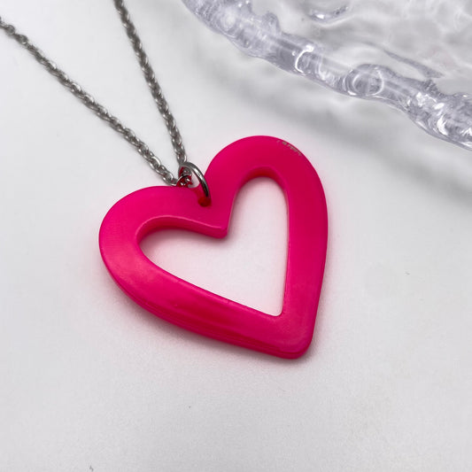 Hot Pink Heart Necklace