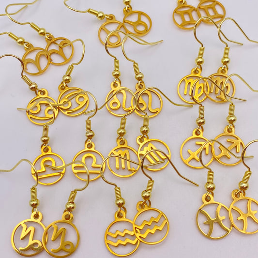 Gold Hollow Star Sign Earrings