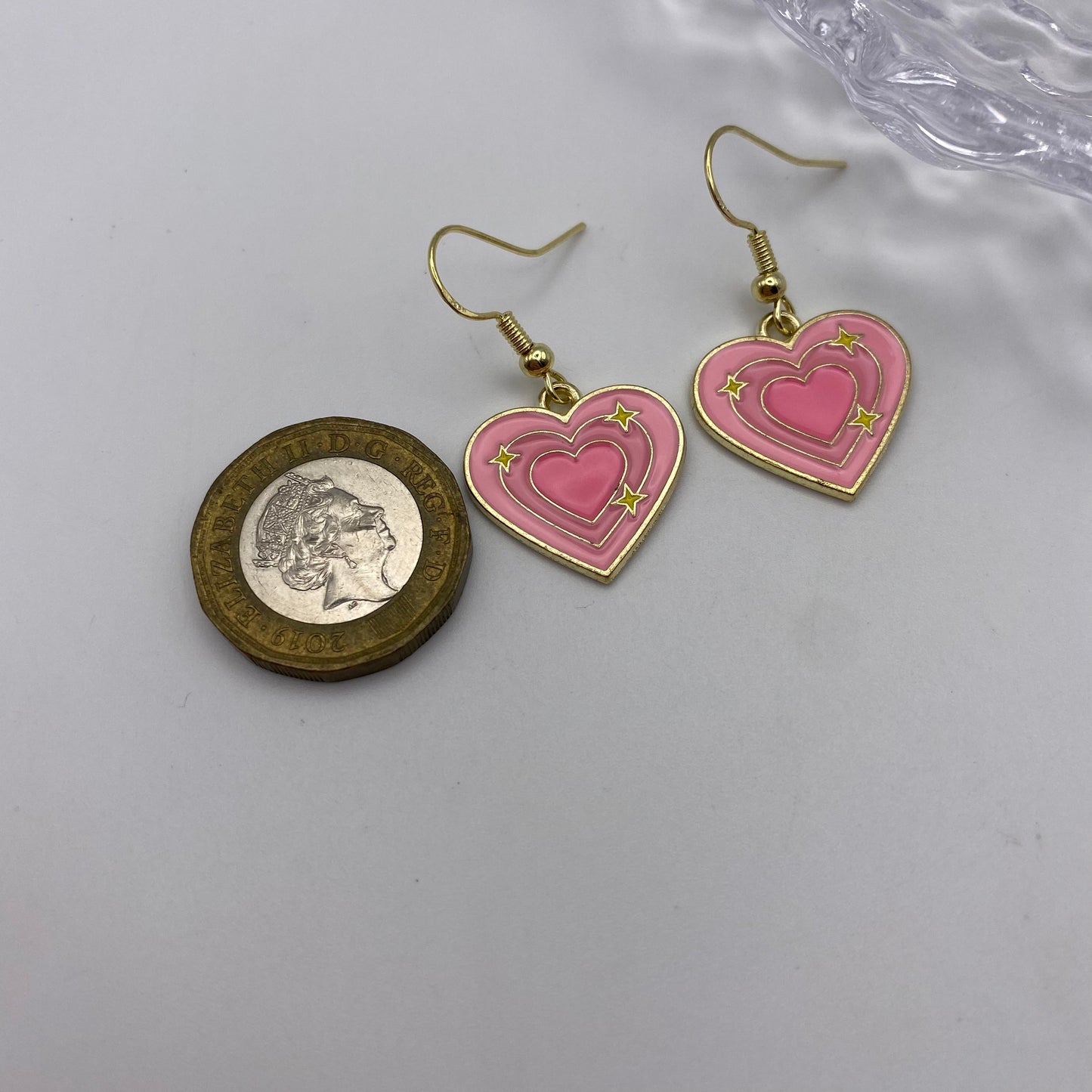 Sparkly Pink Heart Earrings