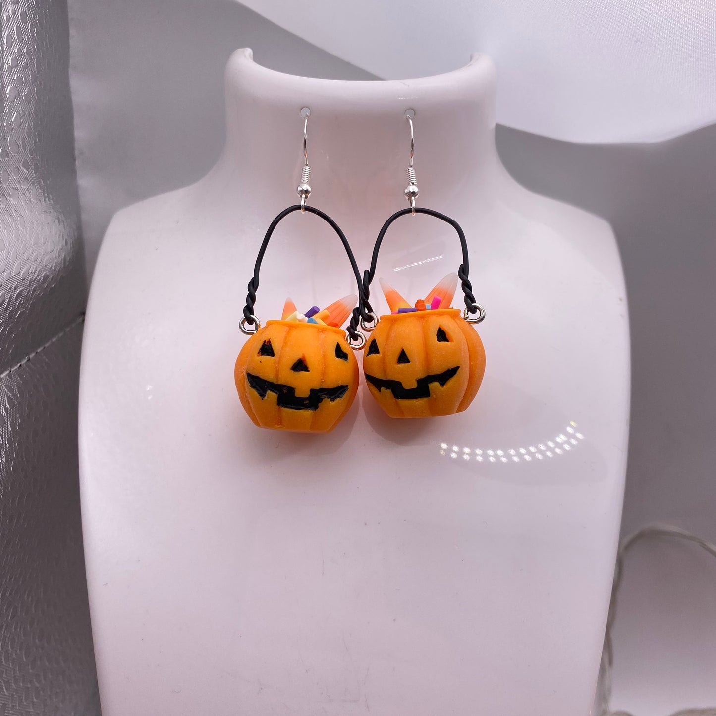 Trick or Treat Pumpkin Bucket Earrings