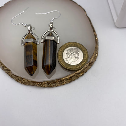 Tiger’s Eye Crystal Pendant Earrings