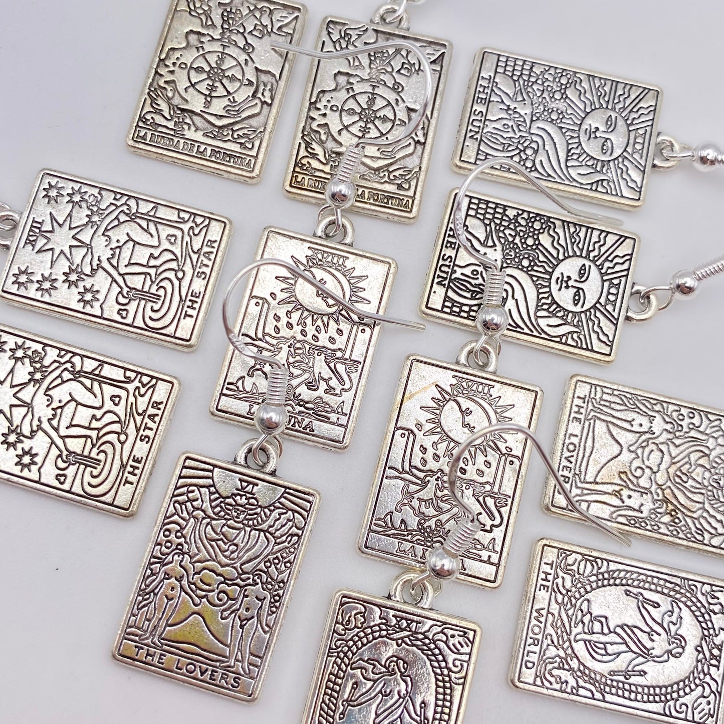 Silver Image Tarot Card Earrings