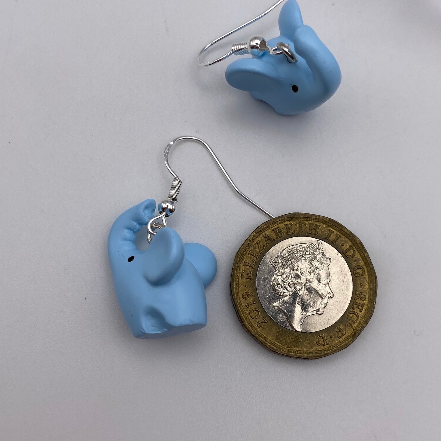 Small Blue Elephant Earrings