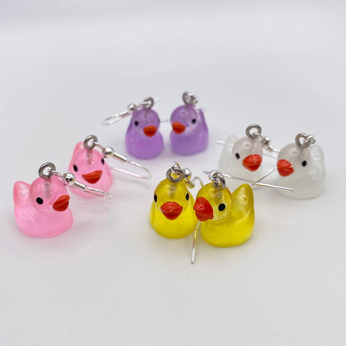 Colourful Clear Duck Earrings