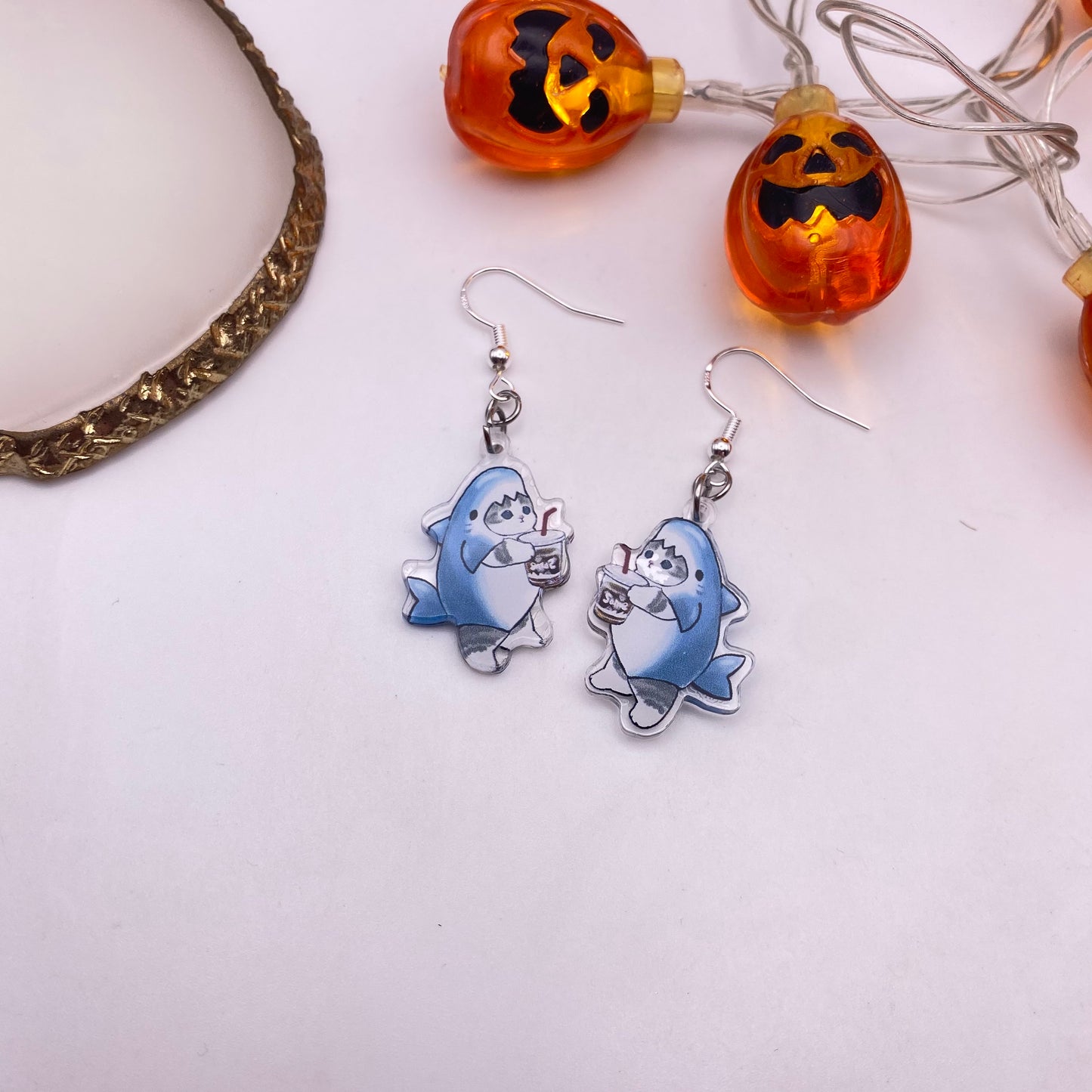 Cat Shark Costume Earrings