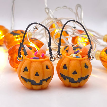 Trick or Treat Pumpkin Bucket Earrings