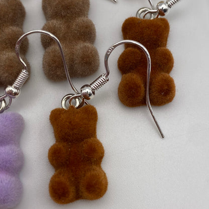 Fuzzy Felt Gummy Bear Earrings