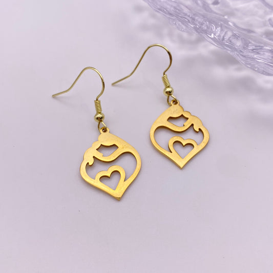 Gold Mother and Child Earrings