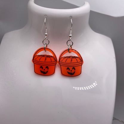 Trick or Treat Pumpkin Bucket Earrings