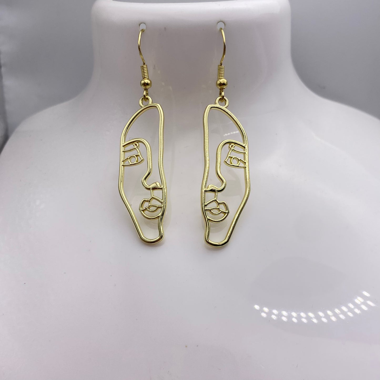 Gold Abstract Half Face Earrings