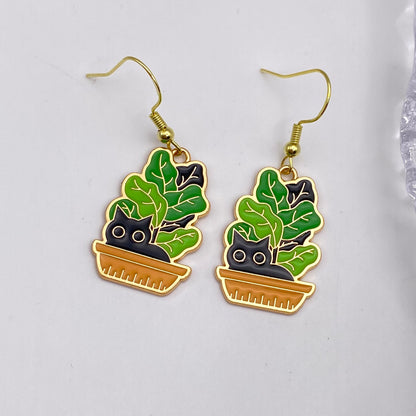 Lettuce Cat Earrings