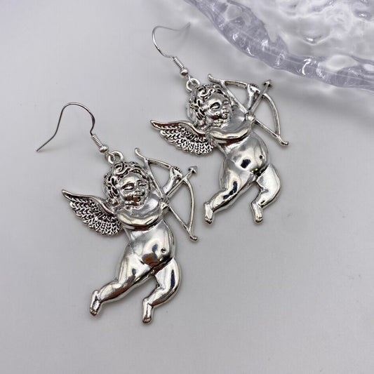 Big Flying Cherub Earrings