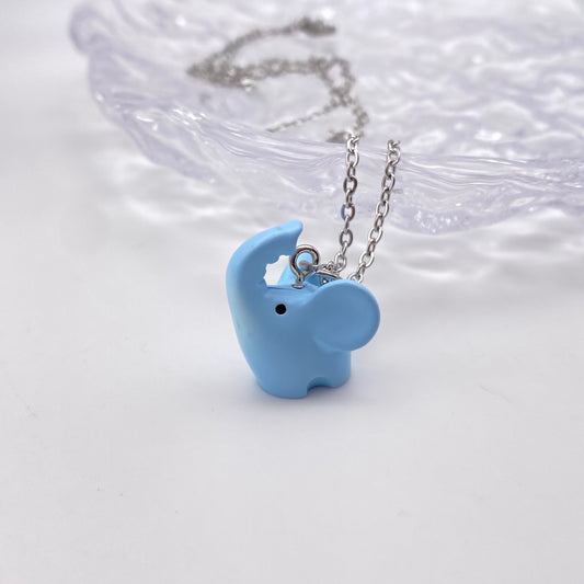 Small Blue Elephant Necklace