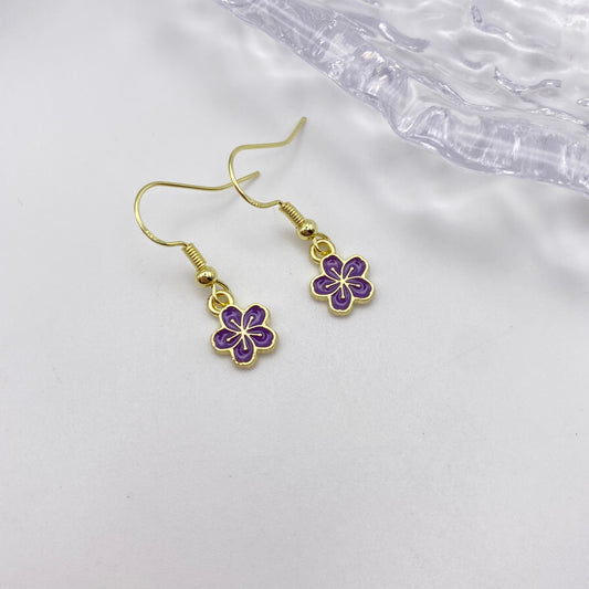 Purple Violet Flower Earrings