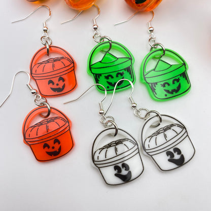 Trick or Treat Pumpkin Bucket Earrings