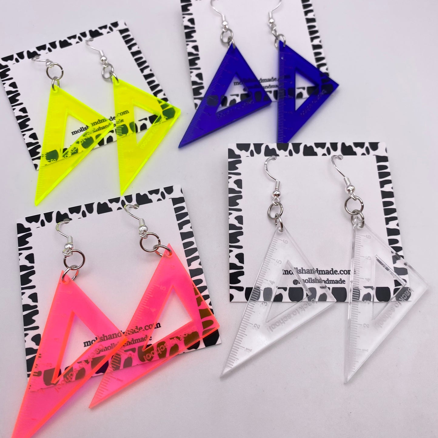 Colourful Triangle Set Squares Earrings