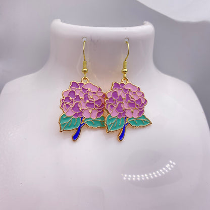Bunch Of Violet Flowers Earrings