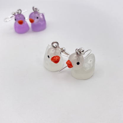 Colourful Clear Duck Earrings