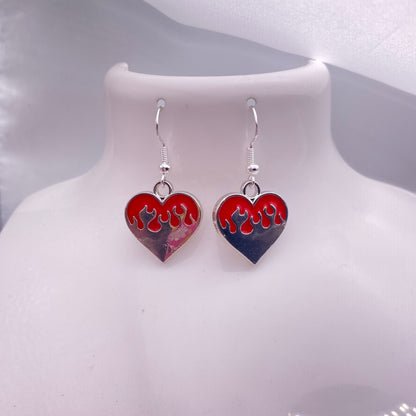 Red Flame Heart Earrings