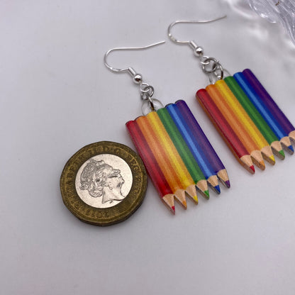 Rainbow Pencil Earrings