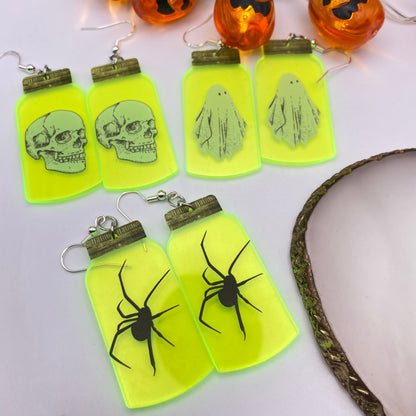 Spooky Jar Neon Earrings