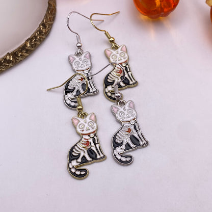 Skeleton Cat Earrings