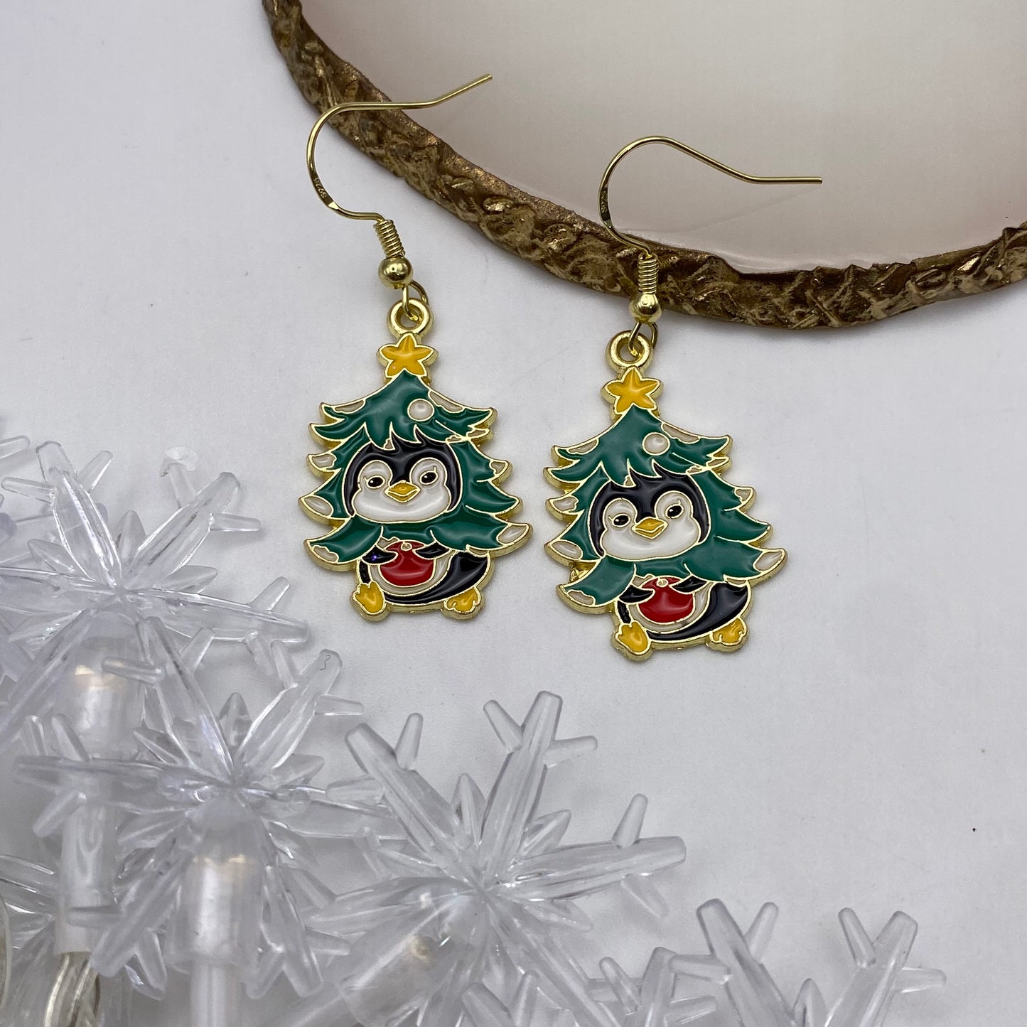 Penguin In Tree Earrings