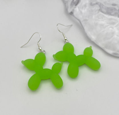 Colourful Balloon Animal Dog Earrings