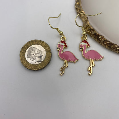 Santa Flamingo Earrings