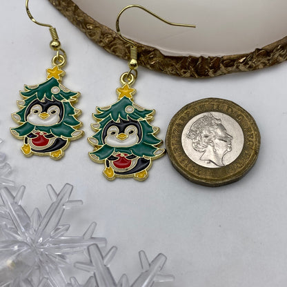 Penguin In Tree Earrings