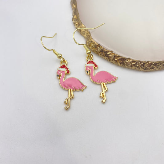 Santa Flamingo Earrings