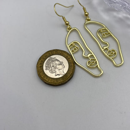 Gold Abstract Half Face Earrings