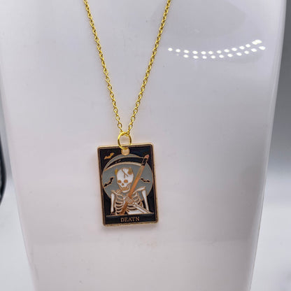 Gold Death Tarot Card Necklace