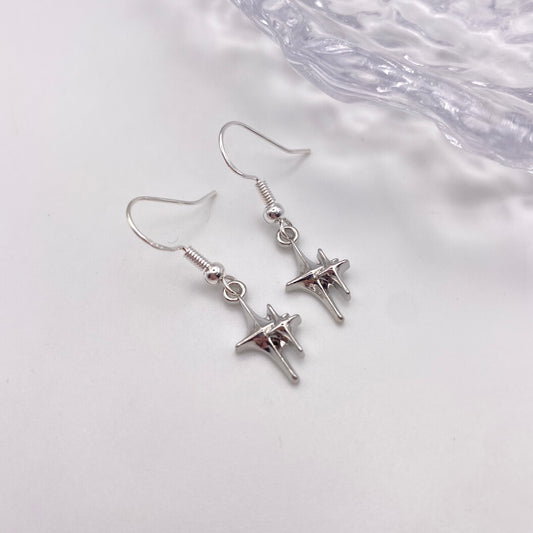 Silver Double Stars Earrings