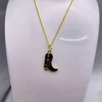 Black Cowboy Boot Necklace