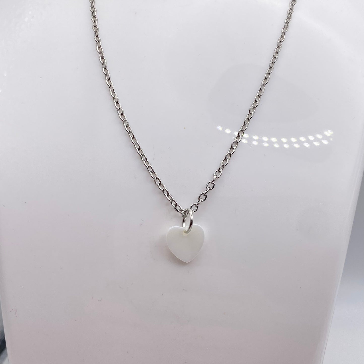 Small Mother of Pearl Shell Heart Necklace