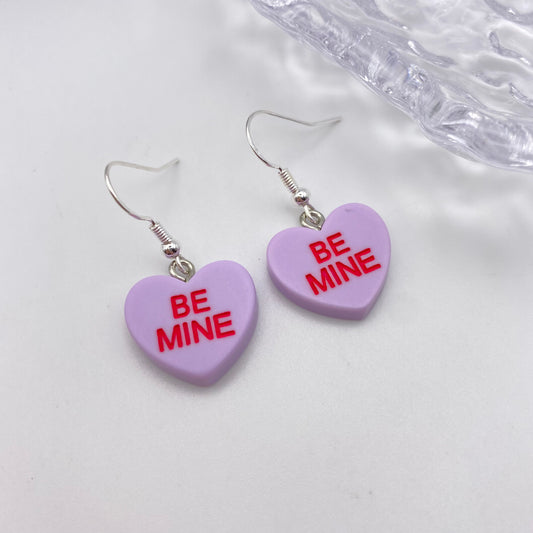 ‘Be Mine’ Purple Sweet Heart Earrings