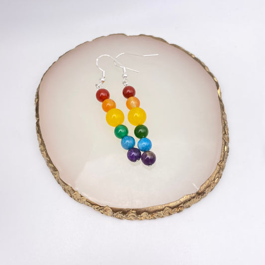 Round Rainbow Crystal Earrings