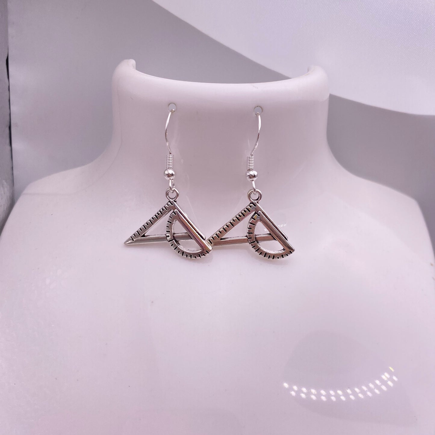 Protractor and Triangle Set Squares Earrings