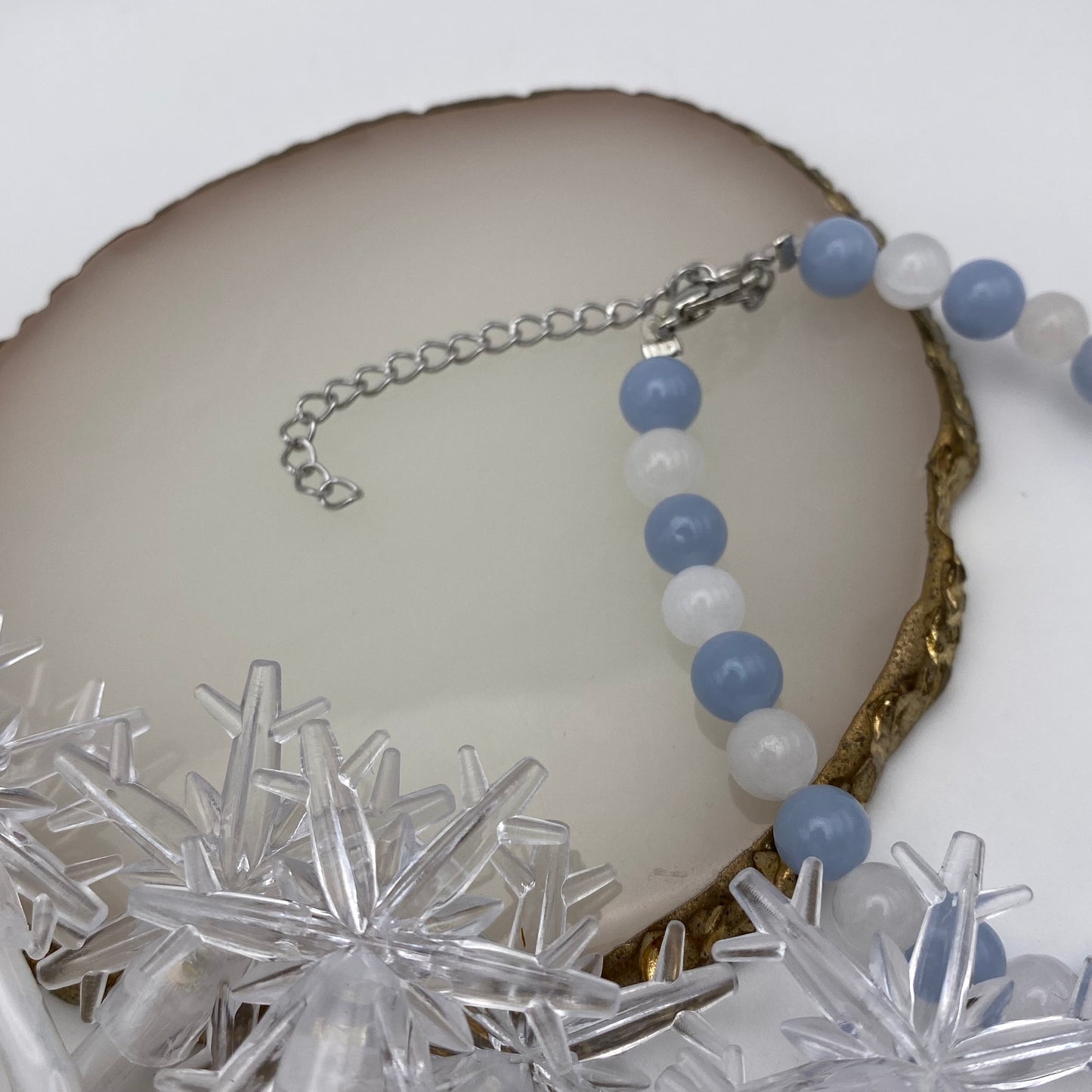 Round Blue and White Crystal Bracelet