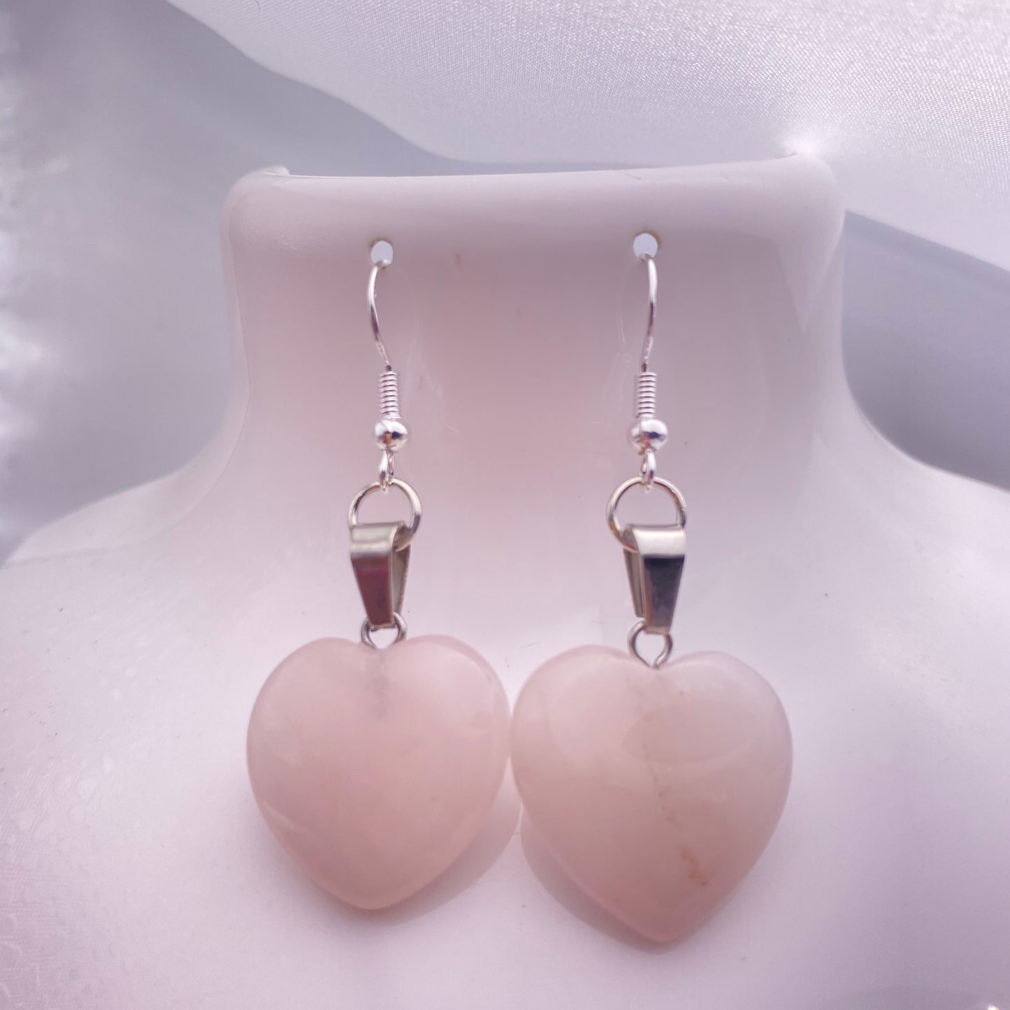 Rose Quartz Pendant Heart Earrings