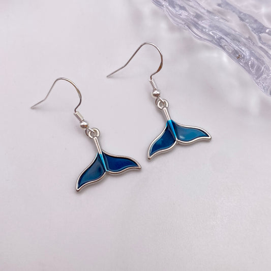 Blue Whale Tail Fin Earrings