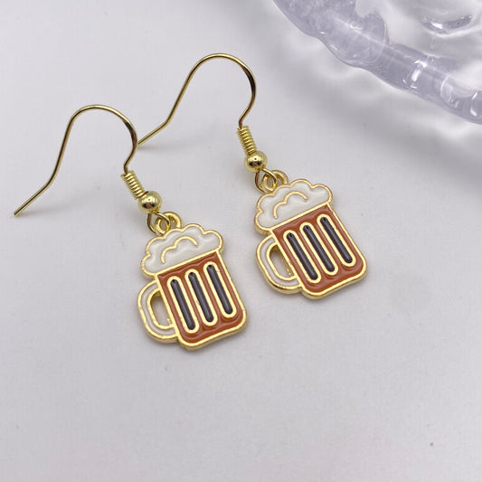 Gold Beer Earrings